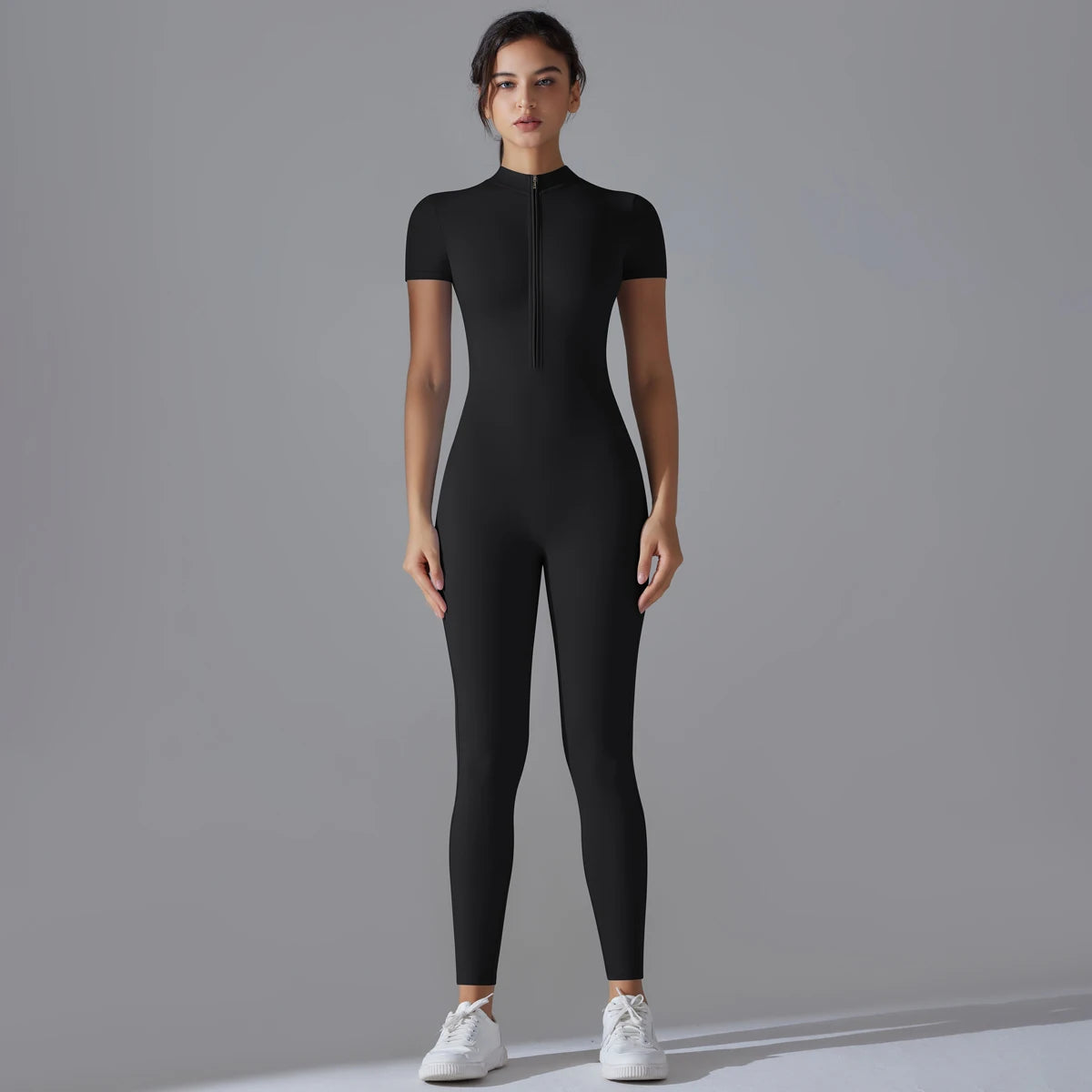 Fitness Jumpsuit Damen – Nahtloser Einteiler mit Reißverschluss