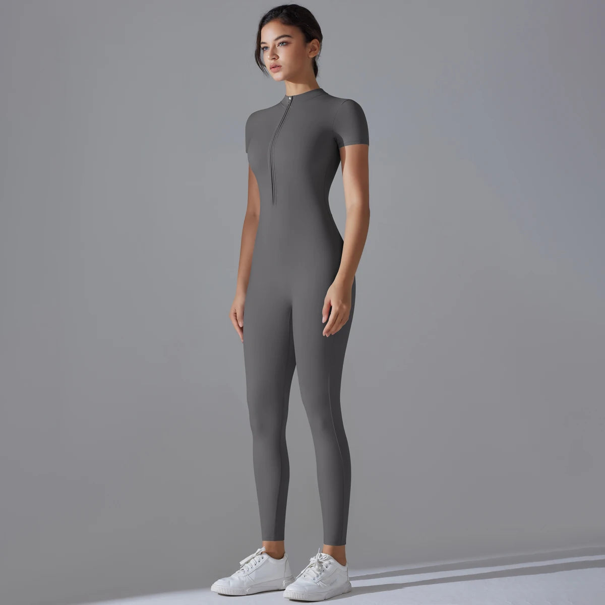 Fitness Jumpsuit Damen – Nahtloser Einteiler mit Reißverschluss
